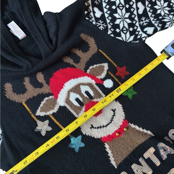 No Boundaries Santa’s Favorite Sequined Holiday Hooded Sweater - Picture 10 of 12